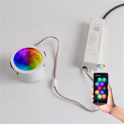 지능형 모바일 앱 제어, 12W RGBW Recessed LED 다운라이트 트림리스 400LM 상업 및 가정용 반등